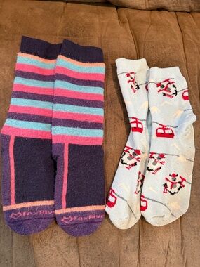 Kids Striped Ski Socks in Purple, Pink & Teal - Cozy - fox river wool